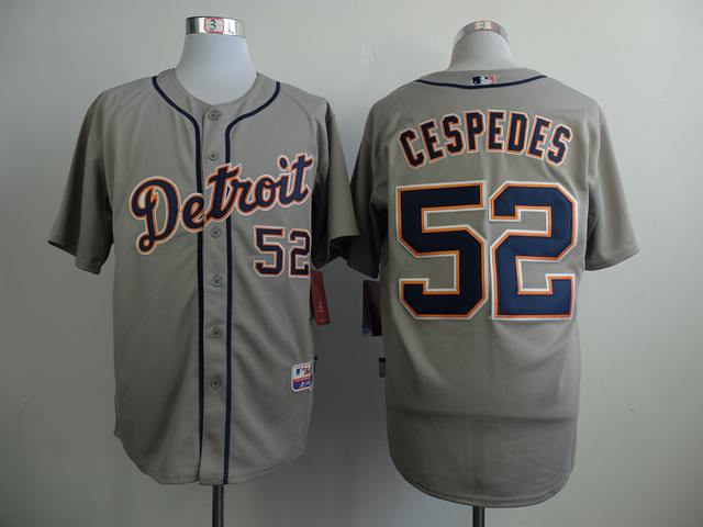 Men Detroit Tigers 52 Cespedes Grey MLB Jerseys